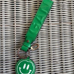 Ganni Green Smiley Face Keychain